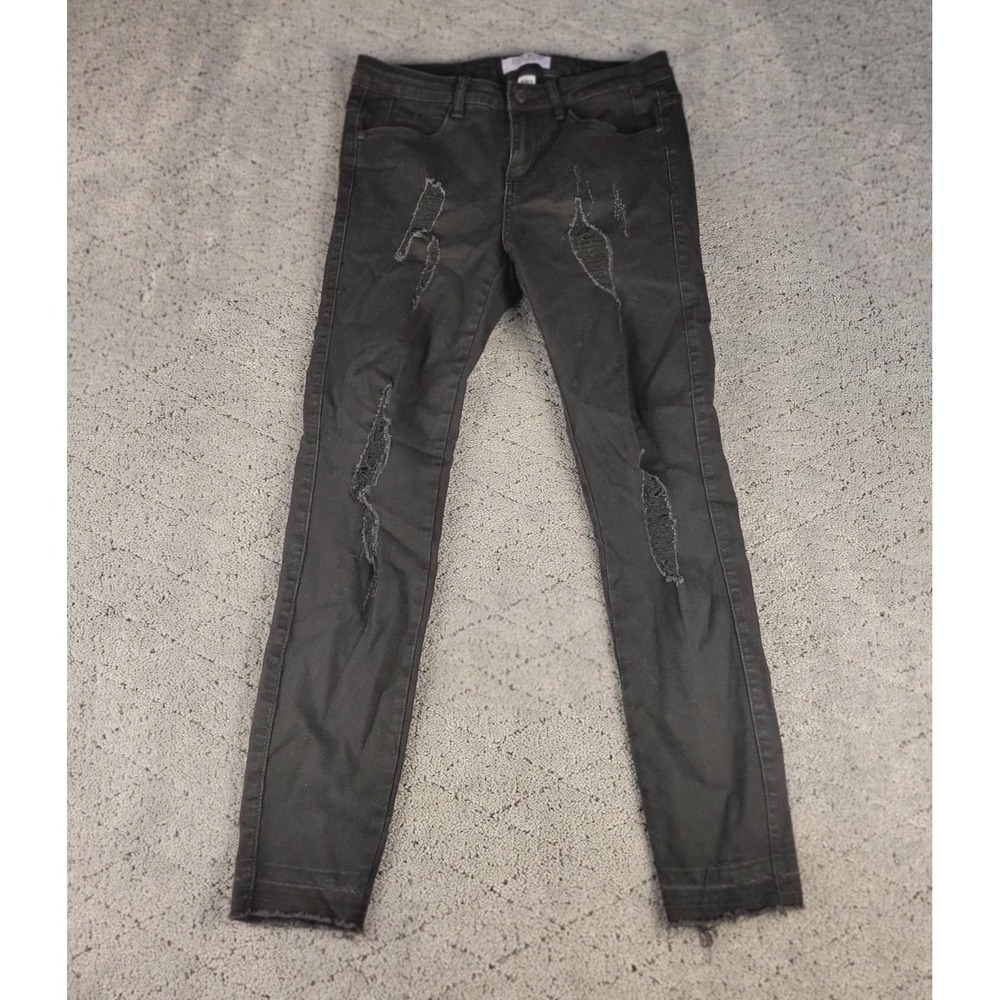 Judy Blue Jeans Womens 5/27 Black Skinny Distressed Low Rise‎ Raw Hem Slimming
